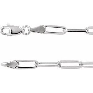 14K White 3.85 mm Elongated Flat Link 16" Chain - BN & CO JEWELRY