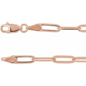 14K Rose 3.85 mm Elongated Flat Link 20" Chain - BN & CO JEWELRY
