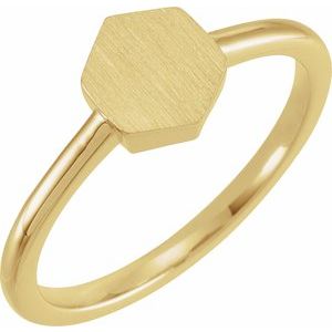 14K Yellow 9.5x8 mm Geometric Signet Ring - BN & CO JEWELRY