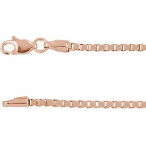 14K Rose 1.82 mm Box Chain 7" Bracelet - BN & CO JEWELRY