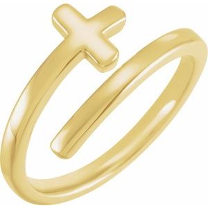 14K Yellow Engravable Sideways Cross Ring - BN & CO JEWELRY