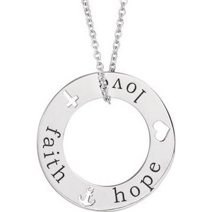 Sterling Silver Faith, Hope, Love Pierced Loop 16-18" Necklace - BN & CO JEWELRY