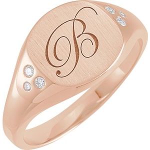 14K Rose .05 CTW Natural Diamond Square Signet Ring - BN & CO JEWELRY