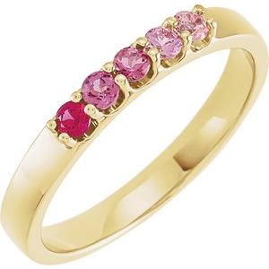 14K Yellow Natural Pink Multi-Gemstone Midi Ring - BN & CO JEWELRY