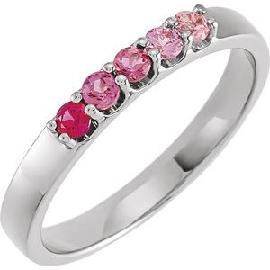 14K White Natural Pink Multi-Gemstone Midi Ring - BN & CO JEWELRY
