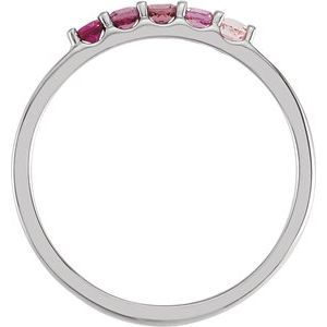 14K White Natural Pink Multi-Gemstone Midi Ring - BN & CO JEWELRY