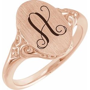 14K Rose 13x9 mm Oval Signet Ring - BN & CO JEWELRY