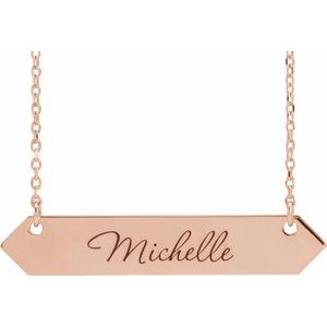 18K Rose Gold-Plated Sterling Silver 33x6 mm Engravable Geometric 16-18" Necklace - BN & CO JEWELRY