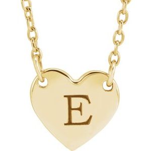 18K Yellow Gold-Plated Sterling Silver Engravable 8x7.2 mm Heart 16-18" Necklace - BN & CO JEWELRY