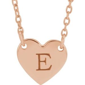 14K Rose Engravable 8x7.2 mm Heart 16-18" Necklace - BN & CO JEWELRY