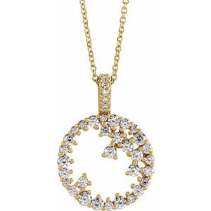 14K Yellow 3/4 CTW Natural Diamond Scattered Circle 16-18" Necklace - BN & CO JEWELRY