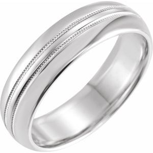 14K White 6 mm Double Milgrain Half Round Band Size 5 - BN & CO JEWELRY