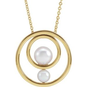14K Yellow Cultured White Akoya Pearl Hold You ForeverÂ® 16-18" Necklace - BN & CO JEWELRY