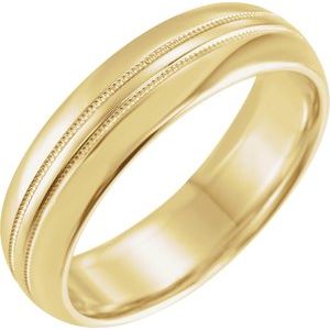 14K Yellow 6 mm Double Milgrain Half Round Band Size 10 - BN & CO JEWELRY