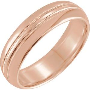 14K Rose 6 mm Double Milgrain Half Round Band Size 10 - BN & CO JEWELRY