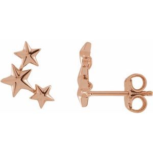 14K Rose 11.4x4.3 mm Star Ear Climbers - BN & CO JEWELRY