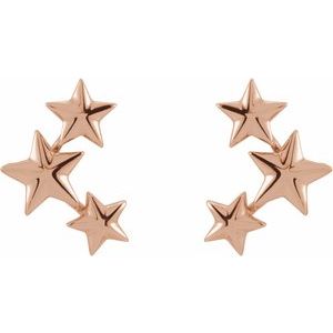 14K Rose 11.4x4.3 mm Star Ear Climbers - BN & CO JEWELRY