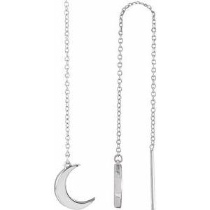14K White Crescent Chain Earrings - BN & CO JEWELRY