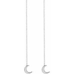 14K White Crescent Chain Earrings - BN & CO JEWELRY