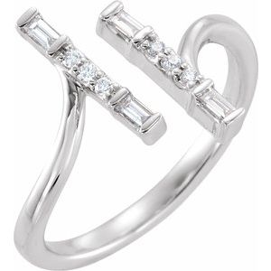 14K White 1/6 CTW Natural Diamond Double Bar Ring - BN & CO JEWELRY