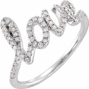 14K White 1/4 CTW Natural Diamond Love Ring - BN & CO JEWELRY