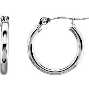14K White 15 mm Huggie Hoop Earrings - BN & CO JEWELRY