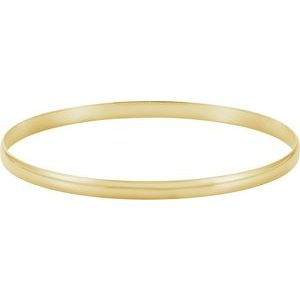 14K Yellow 6 mm Half Round Bangle 7 3/4" Bracelet - BN & CO JEWELRY