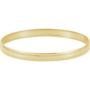 14K Yellow 6 mm Half Round Bangle 7 3/4" Bracelet - BN & CO JEWELRY