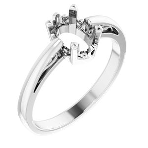7 x 5 mm 14K White Solitaire Ring - BN & CO JEWELRY