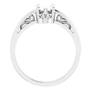 7 x 5 mm 14K White Solitaire Ring - BN & CO JEWELRY