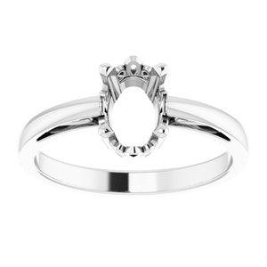 7 x 5 mm 14K White Solitaire Ring - BN & CO JEWELRY