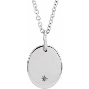 Sterling Silver 11x9 mm Oval Starburst 16-18" Necklace - BN & CO JEWELRY