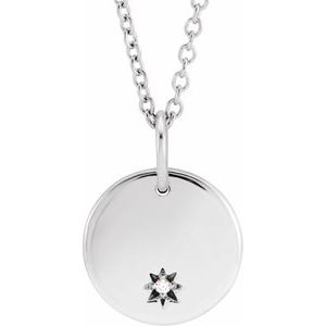 Sterling Silver .005 CT Natural Diamond Starburst 16-18" Necklace - BN & CO JEWELRY