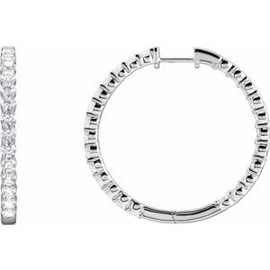 14K White 4 CTW Lab-Grown Diamond Inside-Outside Hinged 36 mm Hoop Earrings - BN & CO JEWELRY