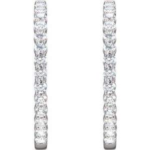 14K White 4 CTW Lab-Grown Diamond Inside-Outside Hinged 36 mm Hoop Earrings - BN & CO JEWELRY