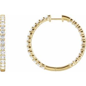 14K Yellow 3 CTW Lab-Grown Diamond Inside-Outside Hinged 30 mm Hoop Earrings - BN & CO JEWELRY