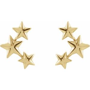 14K Yellow 11.4x4.3 mm Star Ear Climbers - BN & CO JEWELRY