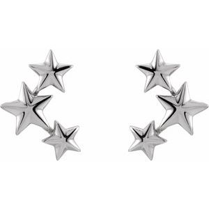 14K White 11.4x4.3 mm Star Ear Climbers - BN & CO JEWELRY