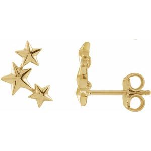 14K Yellow 11.4x4.3 mm Star Ear Climbers - BN & CO JEWELRY