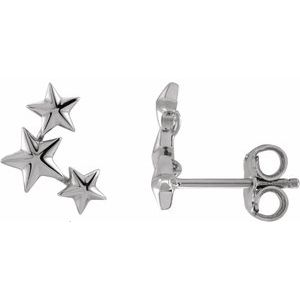 14K White 11.4x4.3 mm Star Ear Climbers - BN & CO JEWELRY