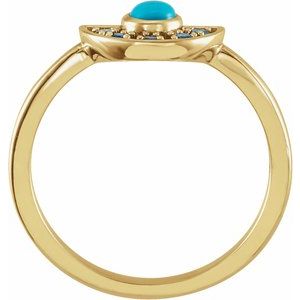 14K Yellow Natural Turquoise & Natural Aquamarine Fan Ring - BN & CO JEWELRY