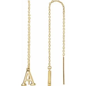 14K Yellow Single Initial A Chain Earring - BN & CO JEWELRY