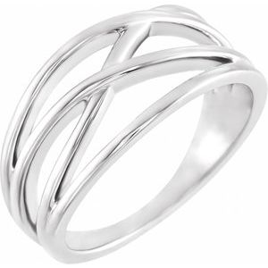 14K White 10.2 mm Criss-Cross Ring - BN & CO JEWELRY