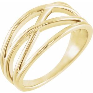 14K Yellow 10.2 mm Criss-Cross Ring - BN & CO JEWELRY