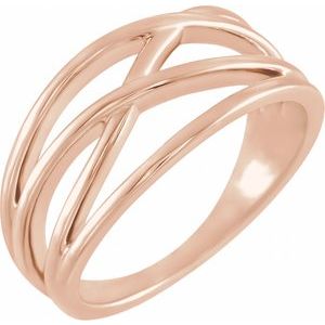 14K Rose 10.2 mm Criss-Cross Ring - BN & CO JEWELRY