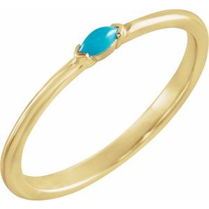 14K Yellow Natural Turquoise Stackble Ring - BN & CO JEWELRY