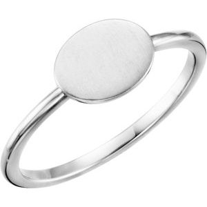 14K White Oval Engravable Ring - BN & CO JEWELRY