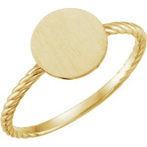 14K Yellow Round Engravable Rope Ring - BN & CO JEWELRY