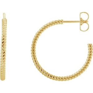 14K Yellow 21 mm Rope Hoop Earrings - BN & CO JEWELRY
