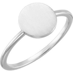 14K White Round Engravable Ring - BN & CO JEWELRY